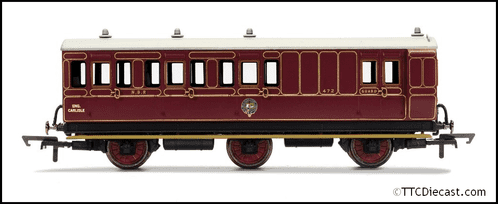 Hornby R40142 NBR, 6 Wheel Coach, Unclassed (Brake 3rd) Coach, Fitted Lights, 472 - Era 2